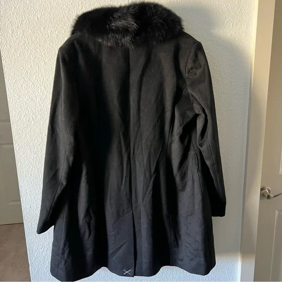 Forecaster Women's Fox-Fur-Collar Maxi Reefer Coat (Black) size 16 luxe wear NWT - Picture 4 of 14
